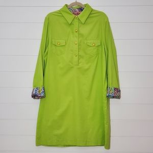 Grace‎ Baker Green Quater Button Tunic with Paisley Sleeves Size XL